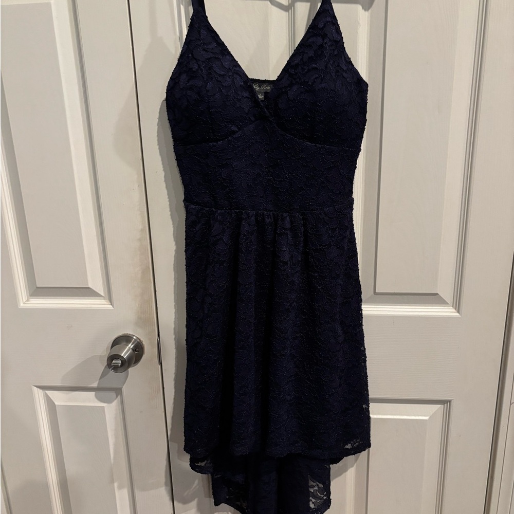 Elegant Navy Lace Dress